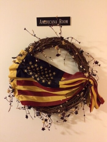 Americana Wreath in Seams Like Home bed and breakfast