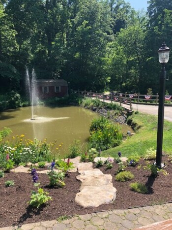 Garden Fountain Pond in Seams Like Home bed and breakfast